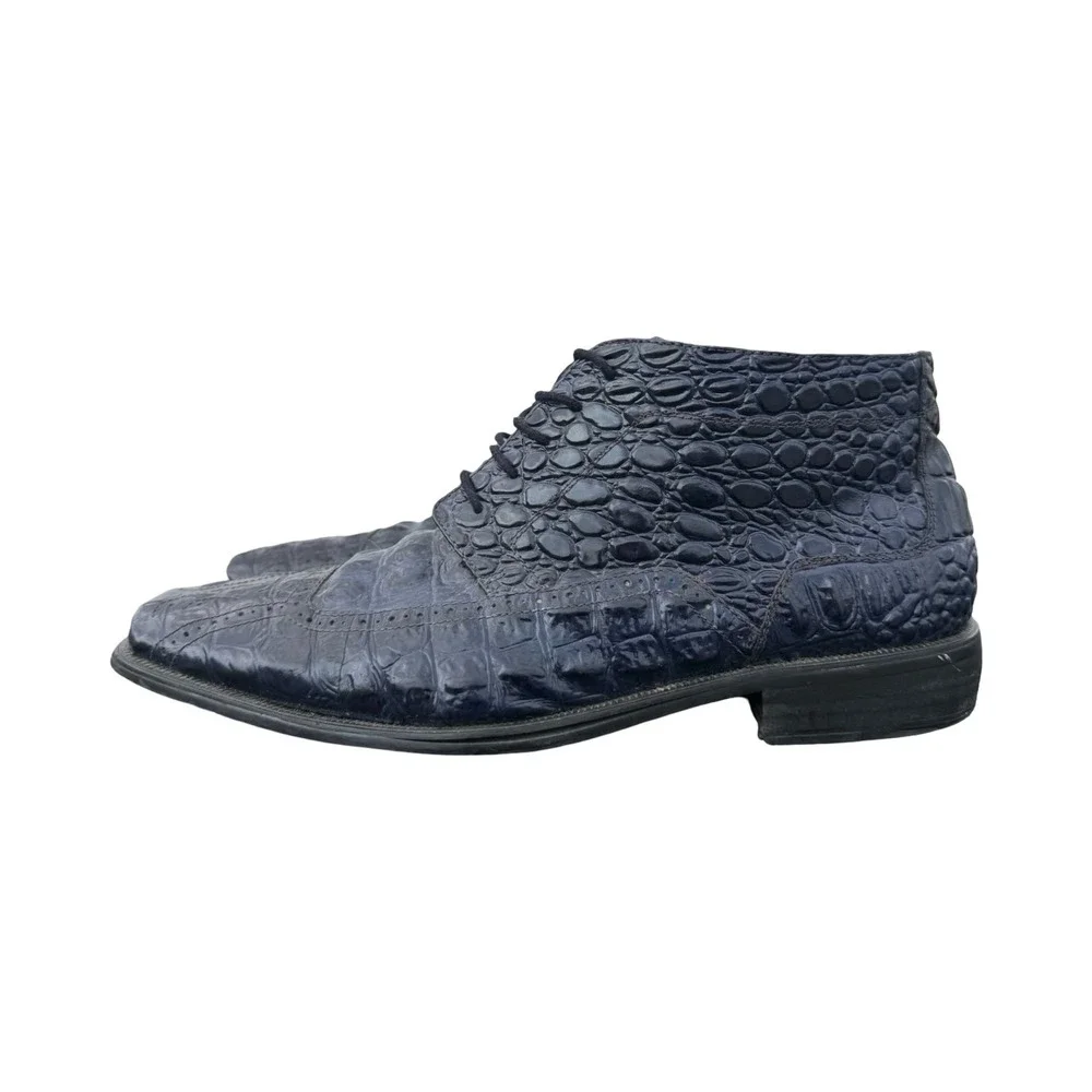 Giorgio Brutini Vintage Men's Blue Alligator Embossed Leather Boots Square Toe